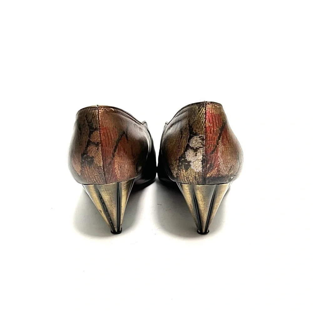Vintage 1990s tapestry printed leather slip on pumps